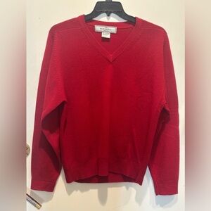Classic Red V-Neck Sweater for Men 💯 cashmere